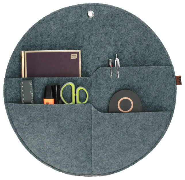 Organizer na ścianę Kółko z kieszeniami szary XL - 45 cm