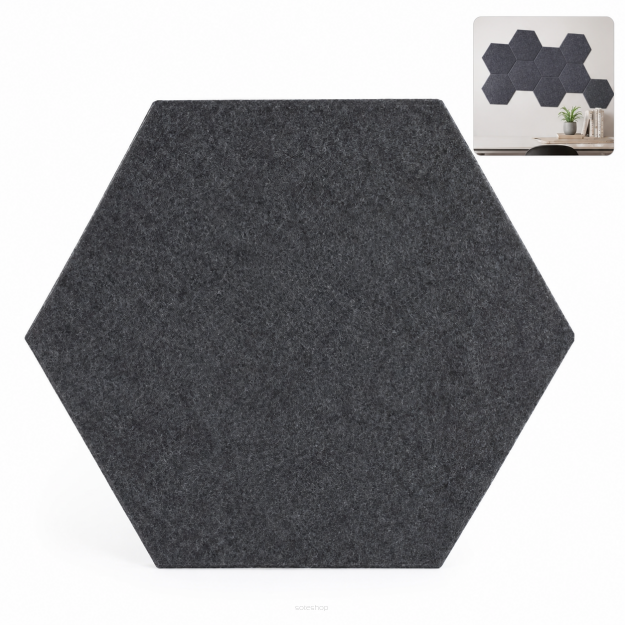 Filcowy Panel Ścienny Samoprzylepny HEXAGON Antracyt, 42x37 cm 4 mm – Panel Dekoracyjny, Akustyczny, Izolacyjny i Antykondensacyjny