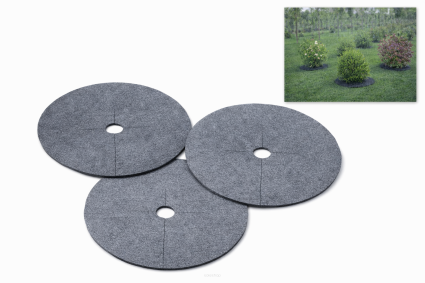 Zestaw krążków przeciwchwastowych 3 szt. ściółkowanie szary fi 26 cm