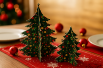 Świąteczna Choinka Filcowa na Stół 35 cm – Dekoracja Świąteczna z Filcu 4 mm z Trwałym Nadrukiem, Stabilna Ozdoba, Na Biurko, Do Sklepu - 4