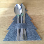 Choinka filcowa - świąteczne podkładki etui na sztućce szare 22 cm - komplet 6 szt. - 2