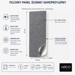 ARCO FeltWall Panel Akustyczny Filcowy Prostokąt Biały 37 × 74 cm Samoprzylepny - 5