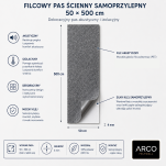 ARCO FeltWall Pas Filcowy Samoprzylepny 50 × 500 cm Dekoracyjno-Akustyczny, Biały - 6