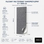 ARCO FeltWall Pas Filcowy Samoprzylepny 6 × 500 cm Dekoracyjno-Akustyczny, Biały - 6