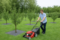 Filcowa mata kwadratowa przeciwchwastowa 37x37 cm 3mm szara, do ściółkowania roslin, drzewek, drzew, szkółkarstwa - 9