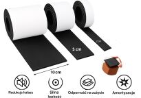 Zestaw 3 taśm filcowych samoprzylepnych z klejem 2, 5, 10 cm × 74 cm – czarna, gr. 4 mm, 350 g/m² - 2