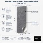 ARCO FeltWall Pas Filcowy Samoprzylepny 37 × 500 cm Dekoracyjno-Akustyczny, Biały - 7