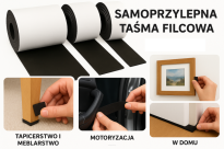 Zestaw 2 taśm filcowych samoprzylepnych z klejem 2, 5 cm × 74 cm – szare, gr. 4 mm, 350 g/m² - 10