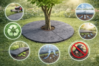 Krążek filcowy podkładka, mata, dysk antychwastowy Φ37 cm szary – do ściółkowania roślin, drzewek, drzew - 11