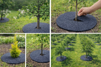 Krążek filcowy podkładka, mata, dysk antychwastowy Φ37 cm szary – do ściółkowania roślin, drzewek, drzew - 12