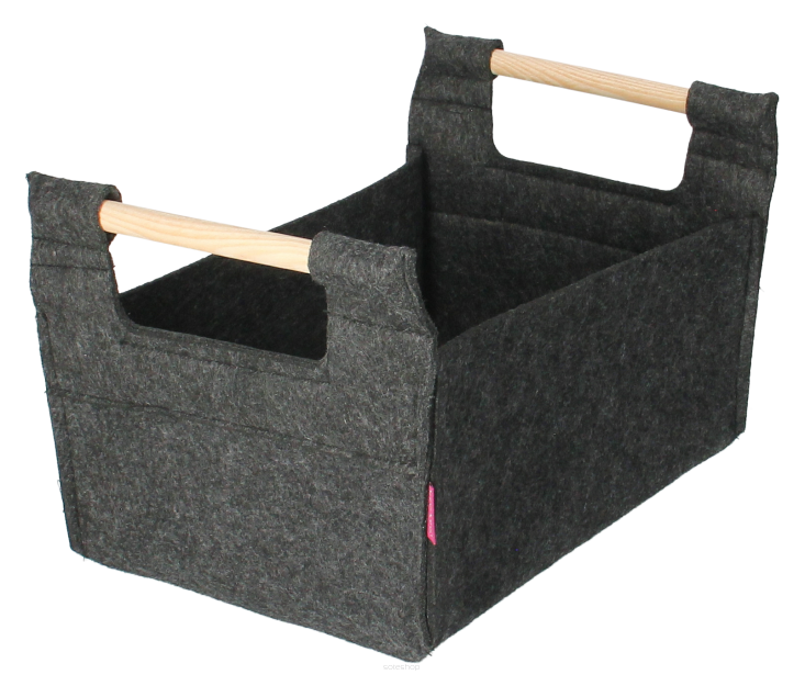 Pudełko z filcu z uchwytem drewnianym 25x35x25 cm