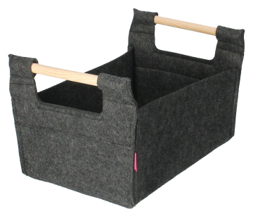 Pudełko z filcu z uchwytem drewnianym 25x35x25 cm