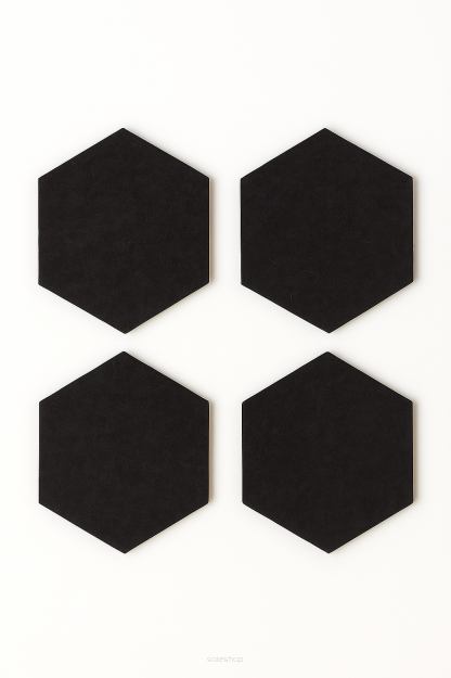 Zestaw 4 podkładek filcowych pod znicze w kolorze grafitowym heksagon 17x17 cm