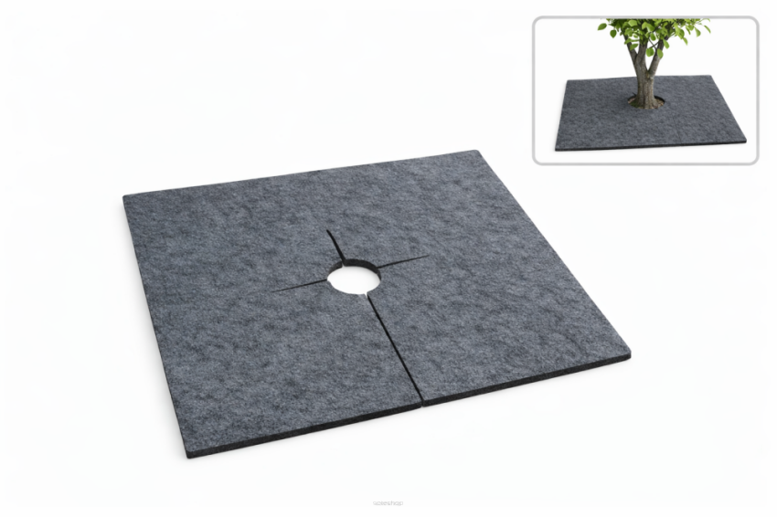Filcowa mata przeciwchwastowa kwadratowa 70x70 cm 4mm szara, do ściółkowania roslin, drzewek, drzew, szkółkarstwa