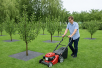 Filcowa mata przeciwchwastowa kwadratowa 90x90 cm 4mm szara, do ściółkowania roslin, drzewek, drzew, szkółkarstwa - 12