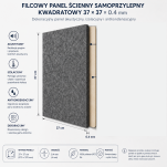 Filcowy Panel Ścienny Samoprzylepny KWADRAT Szary, 37x37 cm 4 mm – Panel Dekoracyjny, Akustyczny, Izolacyjny i Antykondensacyjny - 4