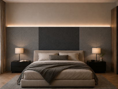 ARCO FeltWall Aranżacja Dekoracyjno Akustyczna 74x74 - Sypialnia Wariant 18szt