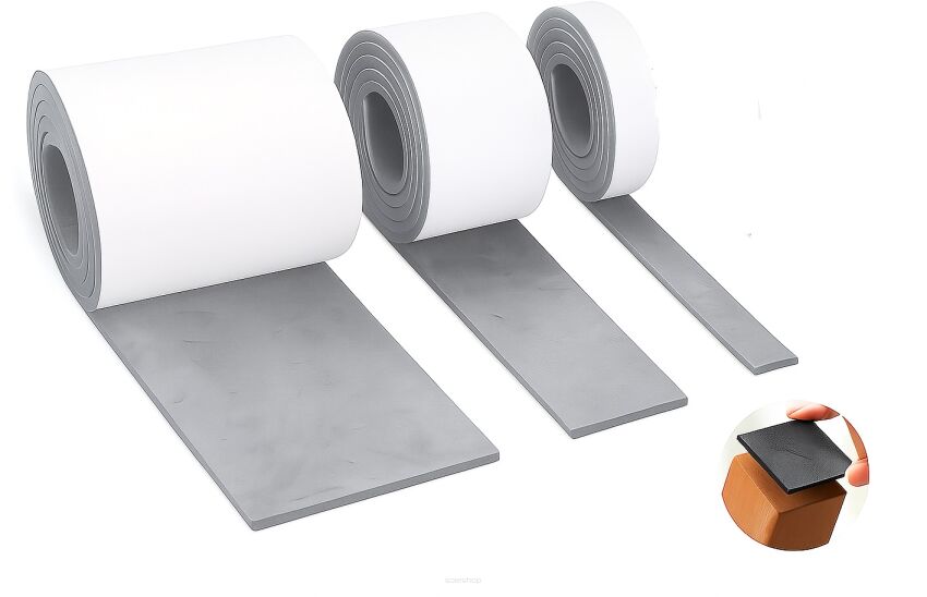 Zestaw 3 taśm filcowych samoprzylepnych z klejem 2, 5, 10 cm × 74 cm – szare, gr. 4 mm, 350 g/m²