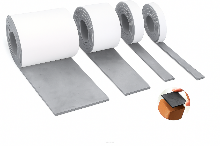 Zestaw 4 taśm filcowych samoprzylepnych z klejem 2,3,5,10 cm × 74 cm – szare, gr. 4 mm, 350 g/m²