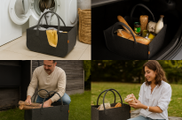 Torba gospodarcza 25×25×50 cm - antracyt, 4 mm - wytrzymała torba filcowa na drewno opałowe, zakupy, pranie, zabawki i piknik, do 30 kg - 12