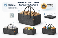 Torba gospodarcza 25×25×50 cm - antracyt, 4 mm - wytrzymała torba filcowa na drewno opałowe, zakupy, pranie, zabawki i piknik, do 30 kg - 2