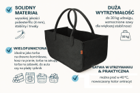 Torba gospodarcza 25×25×50 cm - antracyt, 4 mm - wytrzymała torba filcowa na drewno opałowe, zakupy, pranie, zabawki i piknik, do 30 kg - 11