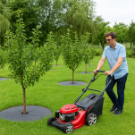 Krążek filcowy podkładka, mata, dysk antychwastowy Φ90 cm szary – do ściółkowania roślin, drzewek, drzew - 6
