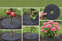 Krążek filcowy podkładka, mata, dysk antychwastowy Φ37 cm grafit– do ściółkowania roślin, drzewek, drzew - 11