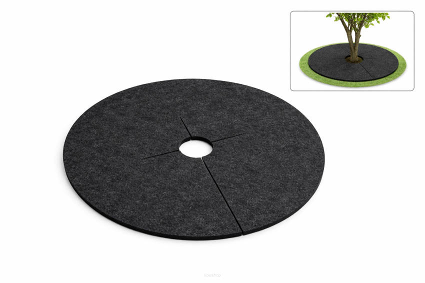 Krążek filcowy podkładka, mata, dysk antychwastowy Φ37 cm grafit– do ściółkowania roślin, drzewek, drzew