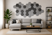 Filcowy Panel Ścienny Samoprzylepny HEXAGON Szary, 42x37 cm 4 mm – Panel Dekoracyjny, Akustyczny, Izolacyjny i Antykondensacyjny - 2