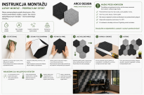 Filcowy Panel Ścienny Samoprzylepny HEXAGON Szary, 42x37 cm 4 mm – Panel Dekoracyjny, Akustyczny, Izolacyjny i Antykondensacyjny - 9