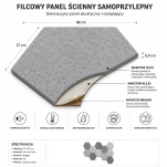 Filcowy Panel Ścienny Samoprzylepny HEXAGON Szary, 42x37 cm 4 mm – Panel Dekoracyjny, Akustyczny, Izolacyjny i Antykondensacyjny - 4