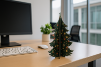 Świąteczna Choinka Filcowa na Stół 25 cm – Dekoracja Świąteczna z Filcu 4 mm z Trwałym Nadrukiem, Stabilna Ozdoba, Na Biurko, Do Sklepu - 8