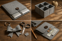 Polski filc poliestrowy gruby 10 mm 1200 g szary rozmiar 35x25 cm - 7